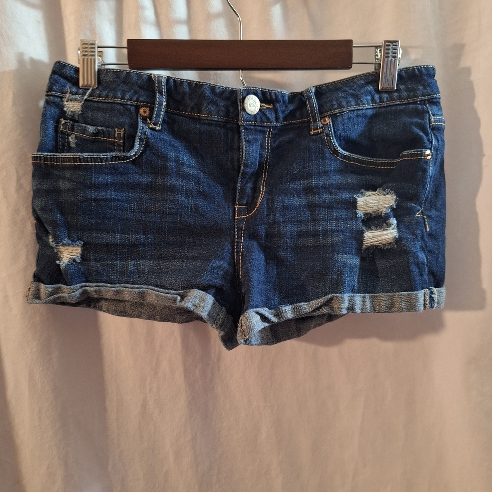 Aeropostale Dark Blue Distressed Jean Shorts